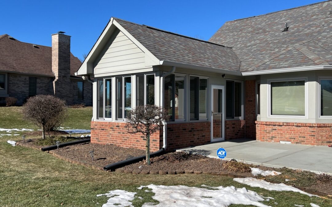 A nice brick patio with crystal clear new windows