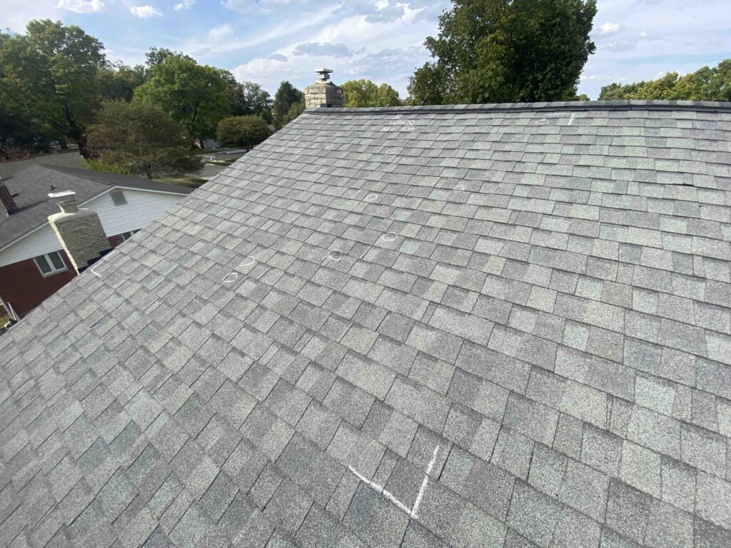 Closeup of newly repaired roof